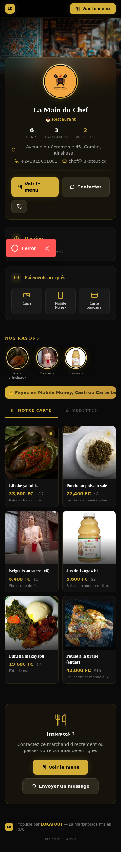La Main du Chef — Restaurant sur LUKATOUT